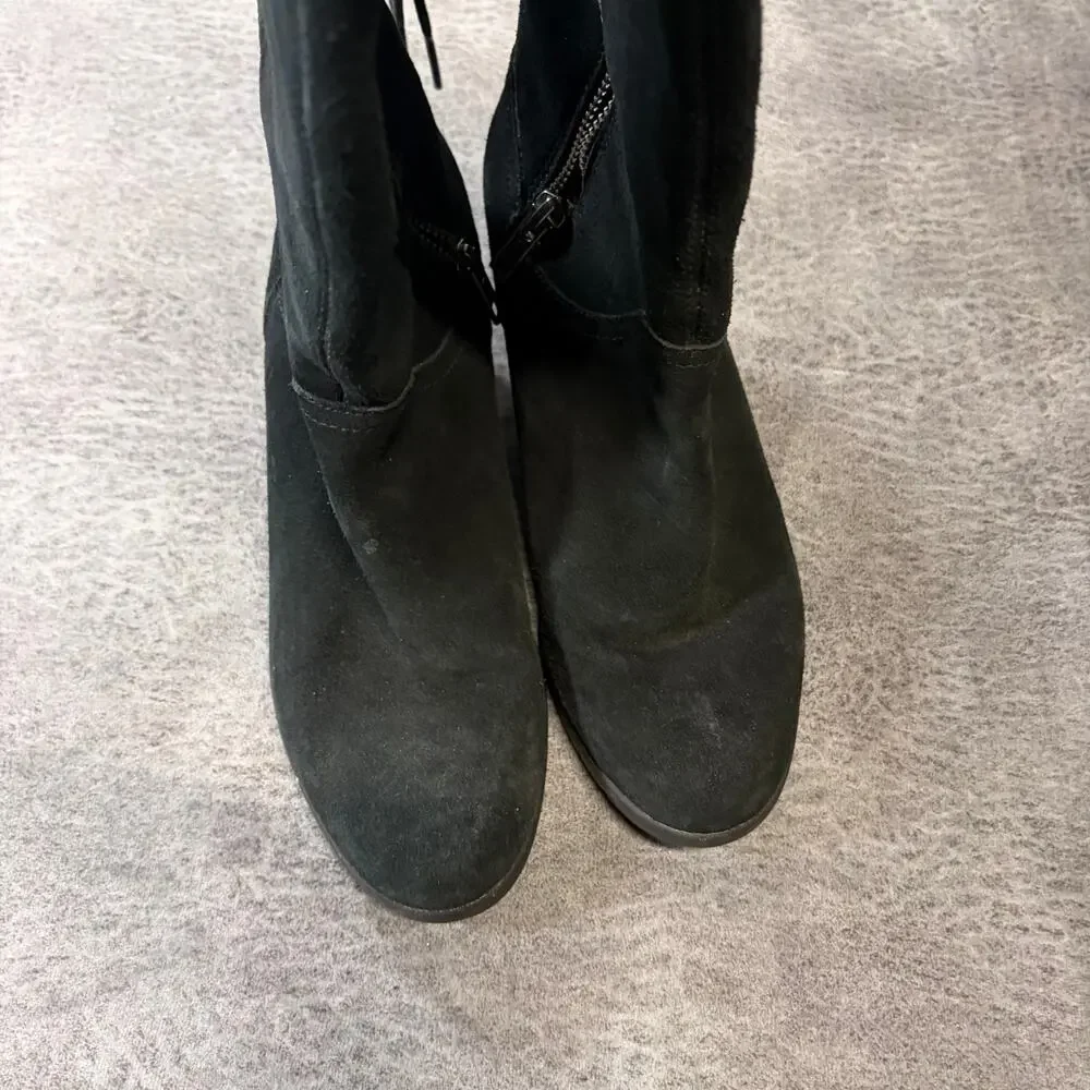 Black Suede Ugg Wedge Knee High Boots